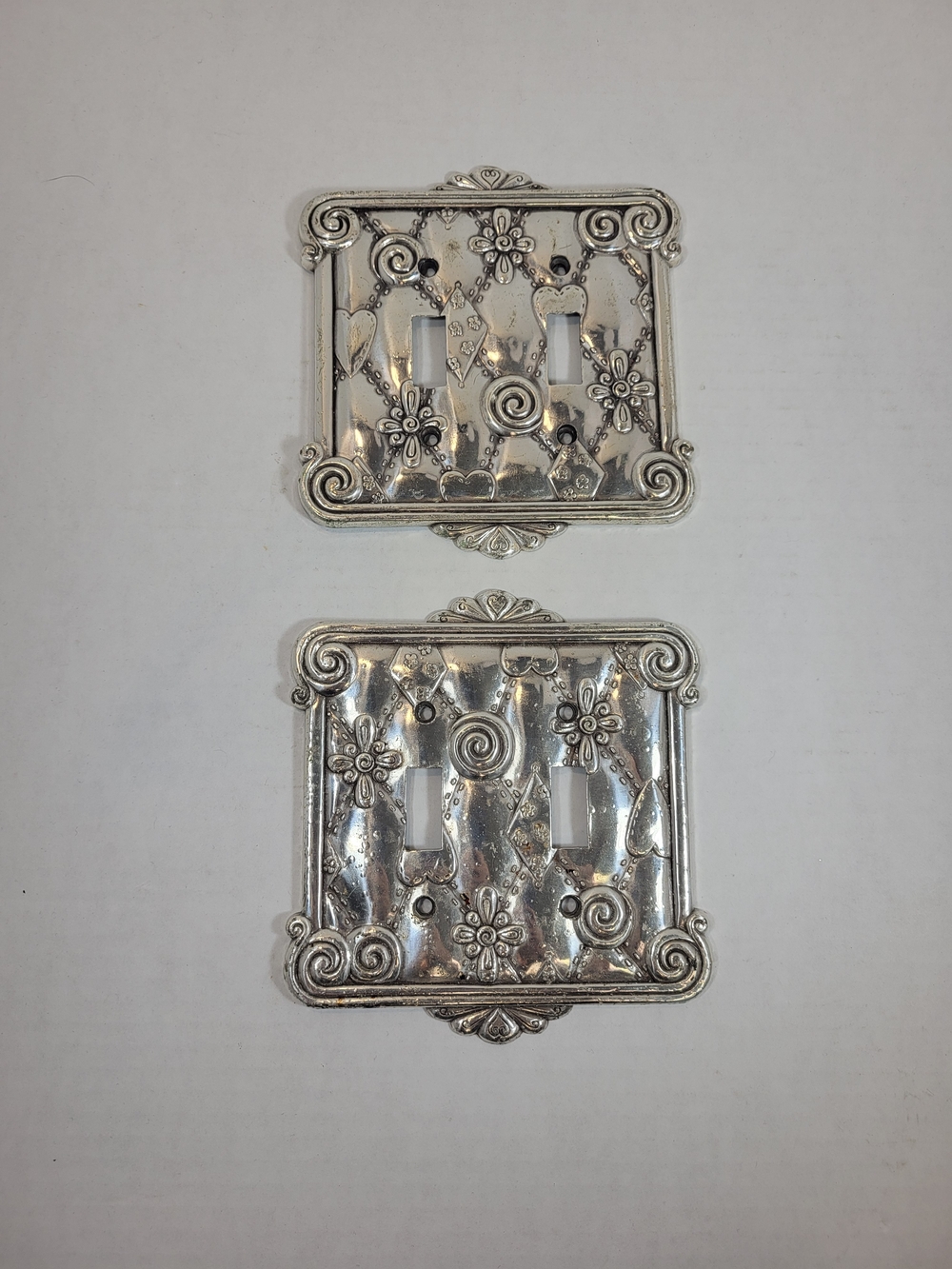 Brighton Silver Floral Double Toggle Wall Plate Covers
